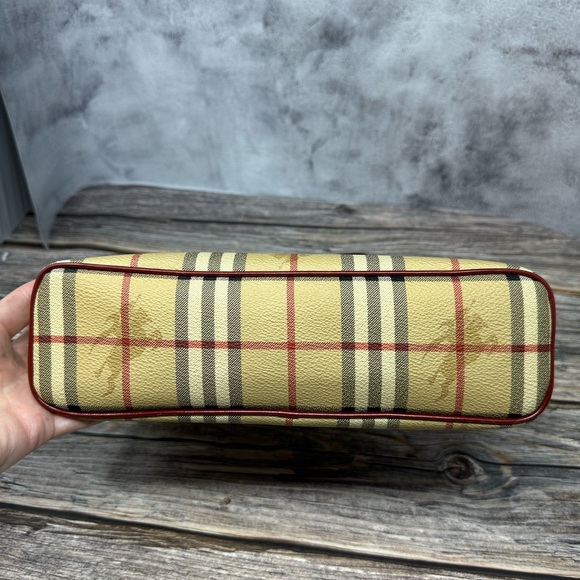 BURBERRY Y2K Nova Check Shoulder Bag PVC Leather Beige Red​ - Picture 11 of 15